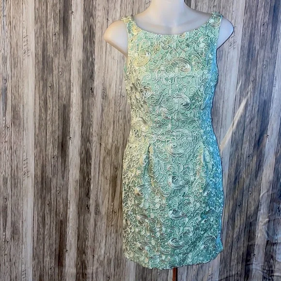 Aidan Mattox | Dresses | Aidan Mattox Sleeveless Lace Open Back Cocktail  Dress Sz 2 Sage Green | Poshmark